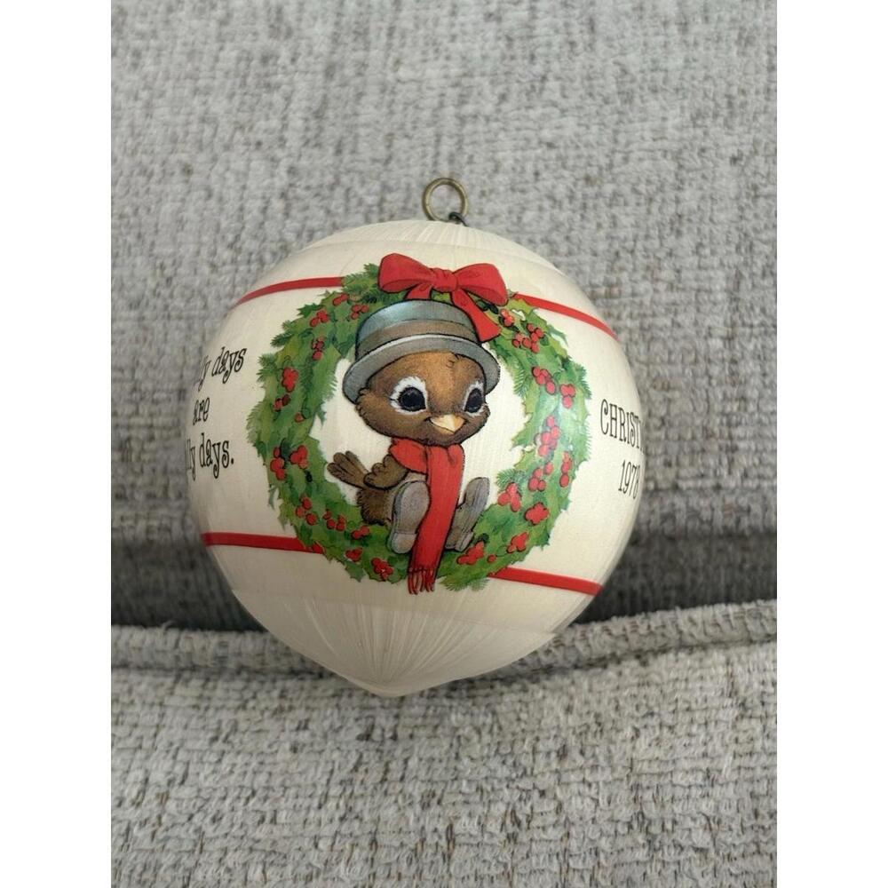 Vintage 1978 Hallmark Satin Ornament “Jolly Holly‎ Daying” Tree Trimmer Keepsake